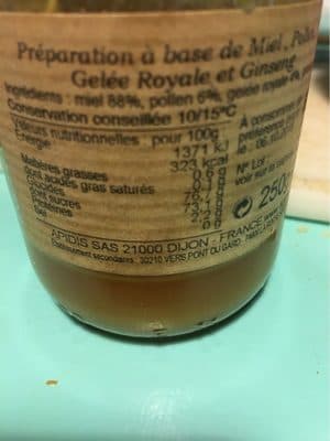 Preparation de miel et de pollen gelee royale ginseng