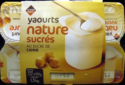 Yaourts nature sucrés Au Sucre de Canne