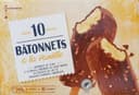 10 Bâtonnets de glaces à la vanille enrobage cacao maigre amandes