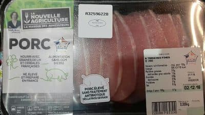 6 tranches fines de carré de porc