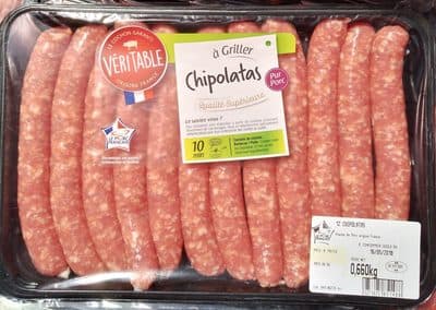 12 chipolatas pur porc