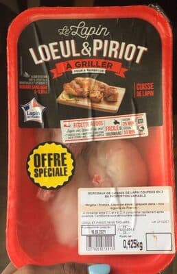 Morceaux cuisses de lapin coupées en 2 en proportion variable