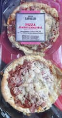 Pizza jambon, emmental et champignons