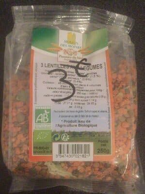 3 lentilles aux légumes
