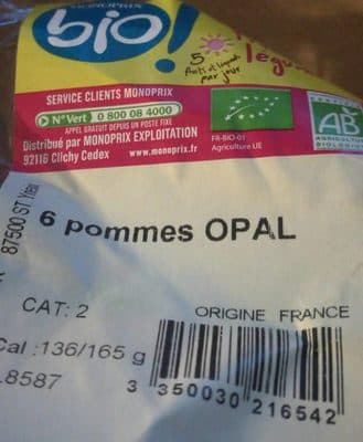 6 pommes Opal