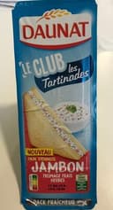 Le club les tartinades, jambon, fromage frais herbes