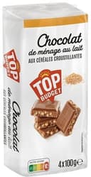 Tablette lot nu chocolat au lait aux céréales croustillantes - 4x100g