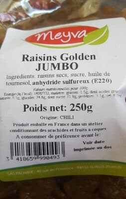 Raisins golden jumbo