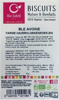 Biscuits Nature & Bienfaits blé avoine