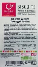 Biscuits Nature & Bienfaits Blé de seigle & 4 fruits