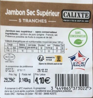 Jambon sec supérieur