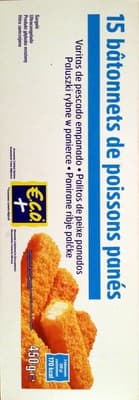 15 bâtonnets de poissons panés, Surgelé
