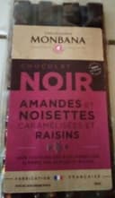 Chocolat noir amandes et noisettes caramélisées et raisins