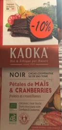 Chocolat noir pétales de mais cranberries