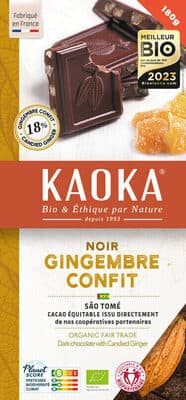 Chocolat Noir au Gingembre Confit Bio