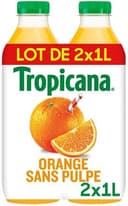 Tropicana 100% oranges pressées sans pulpe lot de 2 x 1 L