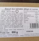 Biscuits aux céréales allégé en sucres