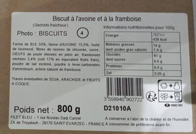 Biscuit à l'avoine et a la framboise