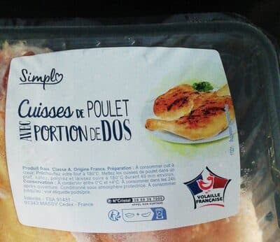 Cuisses de poulet jaune avec portion de dos