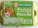 6 Œufs frais de poules élevées en Plein Air (Calibre Gros)