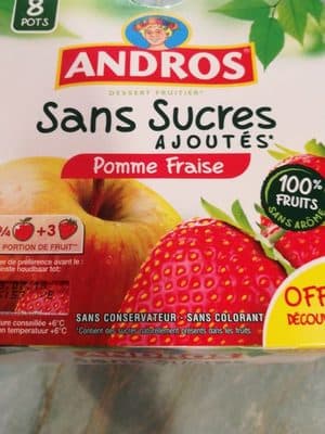Compote Andros Pomme Fraises Sans Sucres Ajoutés