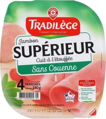 Jambon supérieur découenné dégraissé 4 tranches