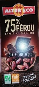 Chocolat noir 75% Pérou