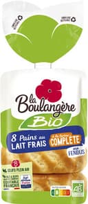 8 Pains au lait frais Bio à la farine complète 280g