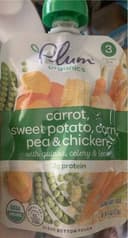 Carrot , sweet potato, corn , pea & chicken .