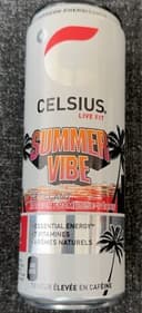 Summer vibe Boisson énergisante pétillante saveur framboise pêche boîte
