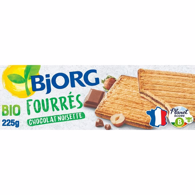 Biscuits fourrés chocolat lait noisettes Bio