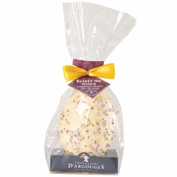 Œuf Géant Chocolat Blanc Eclats de Mûre CHEVALIERS D'ARGOUGES